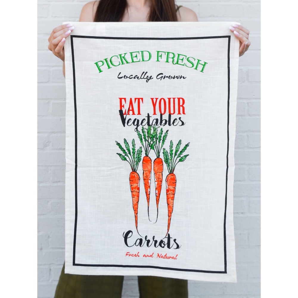 NWT Farm House Carrots Vegetables Tea Towel & Recipe Cards Set